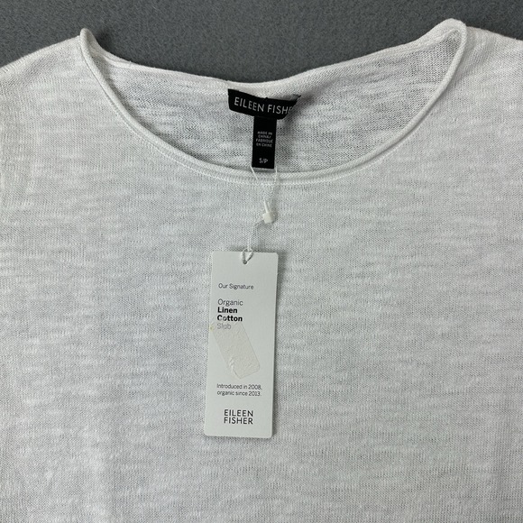 New Eileen Fisher Women Organic Linen and Cotton Blouse Shirt Short Sleeve Small - Picture 2 of 7